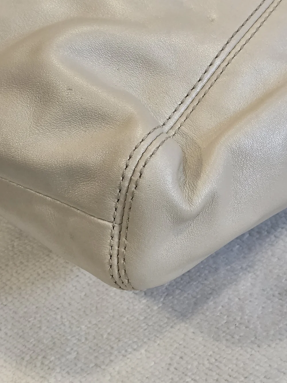 Coach Cream Leather Shoulder Bag with Silver Hardware